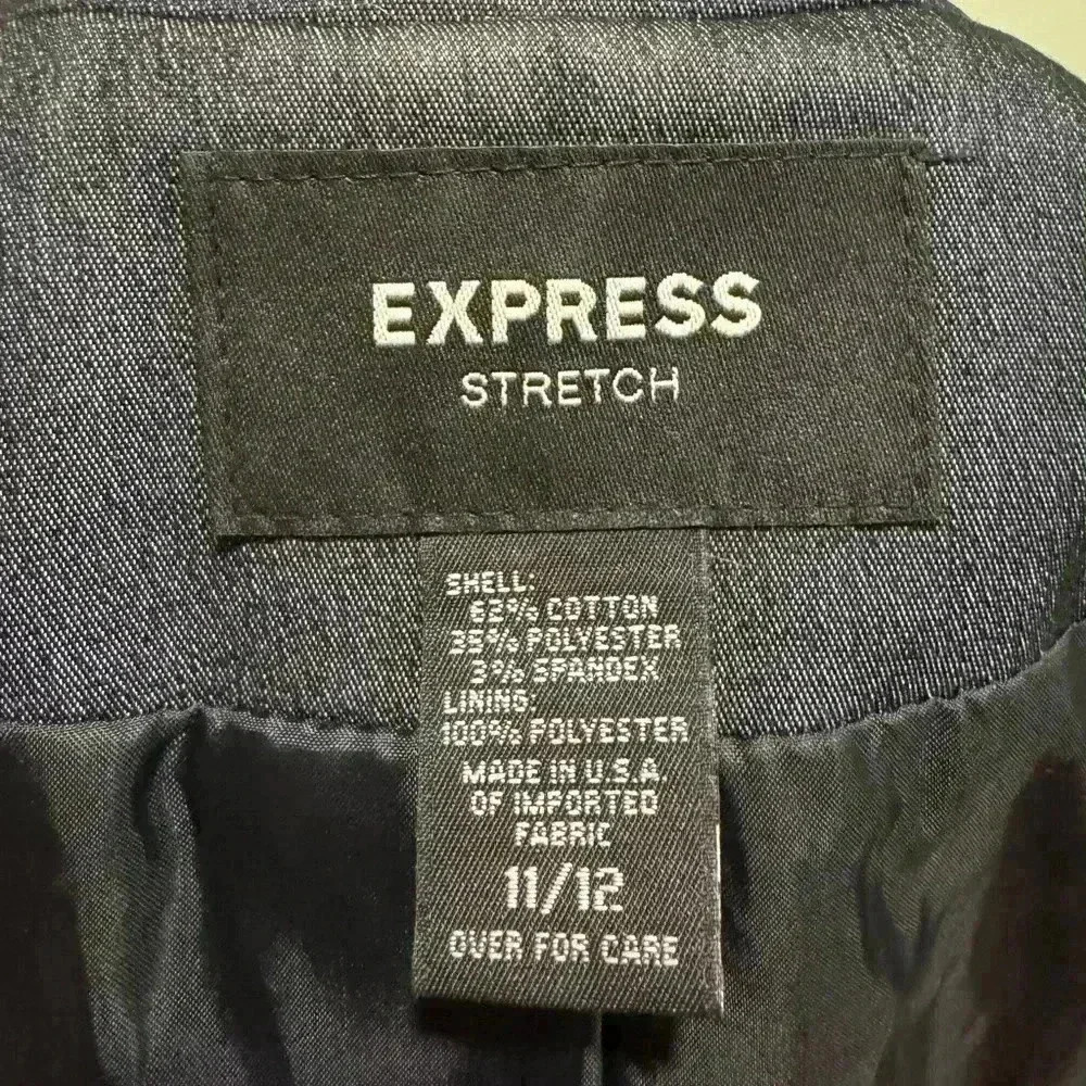 Express Stretch 3/4 Length Lined Button Up Gray J… - image 3